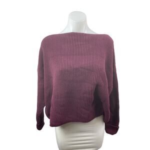French Connection Women's Purple Ribbed Knit Bateau Neck Sweater Top Size M